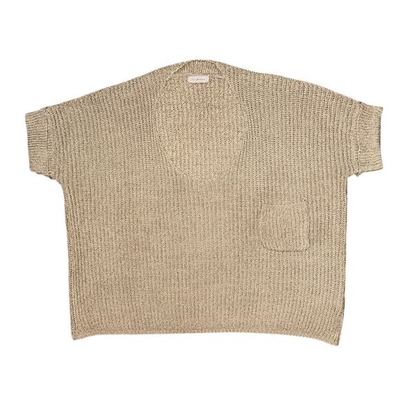 Ces Femmes Lightweight 3/4 Sleeve Oversized Tan Sweater Small - Picture 2 of 8